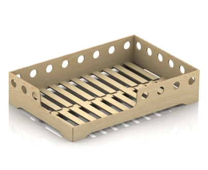 Łóżko pojedyncze dla dzieci z barierką i stelażem TILA 5 Montessori Drewniane