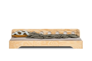 Łóżko pojedyncze dla dzieci z barierką i stelażem sofa TILA 5S Montessori Drewniane