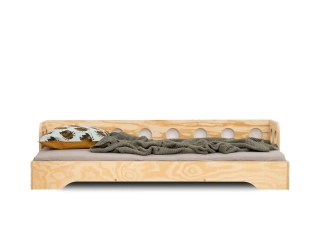 Łóżko pojedyncze dla dzieci z barierką i stelażem sofa TILA 5S Montessori Drewniane