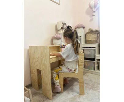 Zestaw biurko i krzesełko dla dziecka MIMI BRK Montessori Drewniane