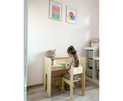 Zestaw biurko i krzesełko dla dziecka MIMI BRK Montessori Drewniane