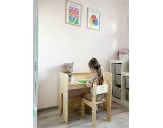 Zestaw biurko i krzesełko dla dziecka MIMI BRK Montessori Drewniane