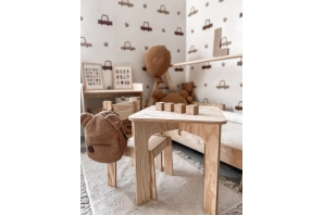 Stolik z krzesełkiem dla dziecka TAB+KR Montessori Drewniany
