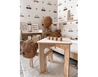 Stolik z krzesełkiem dla dziecka TAB+KR Montessori Drewniany