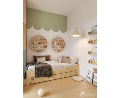 Łóżko dziecięce z szufladą i stelażem TILA 10 Montessori Drewniane