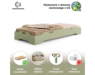Łóżko pojedyncze dla dzieci podłogowe ze stelażem TILA 8 Montessori Drewniane