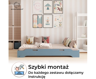 Łóżko pojedyncze dla dzieci podłogowe ze stelażem TILA 8 Montessori Drewniane