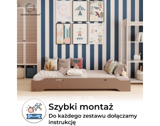 Łóżko pojedyncze dla dzieci podłogowe ze stelażem TILA 8 Montessori Drewniane