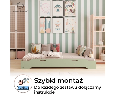 Łóżko pojedyncze dla dzieci podłogowe ze stelażem TILA 8 Montessori Drewniane
