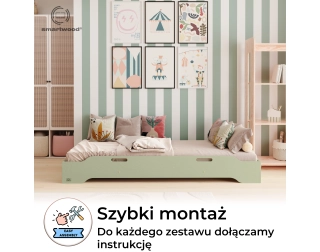 Łóżko pojedyncze dla dzieci podłogowe ze stelażem TILA 8 Montessori Drewniane
