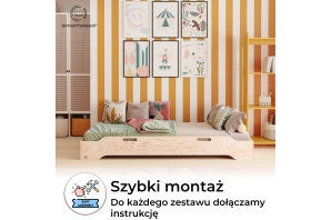 Łóżko pojedyncze dla dzieci podłogowe ze stelażem TILA 8 Montessori Drewniane