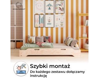 Łóżko pojedyncze dla dzieci podłogowe ze stelażem TILA 8 Montessori Drewniane