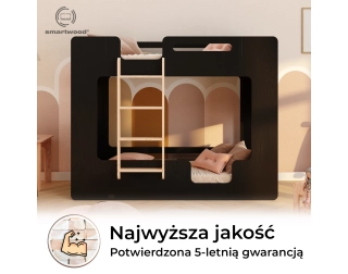 Łóżko piętrowe dla dzieci z barierkami i stelażem MIMI B Montessori Drewniane