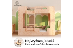 Łóżko piętrowe dla dzieci z barierkami i stelażem MIMI B Montessori Drewniane