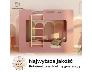 Łóżko piętrowe dla dzieci z barierkami i stelażem MIMI B Montessori Drewniane