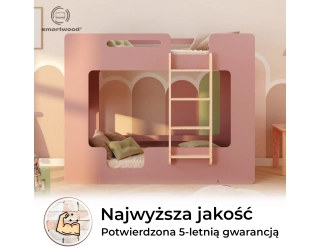 Łóżko piętrowe dla dzieci z barierkami i stelażem MIMI B Montessori Drewniane