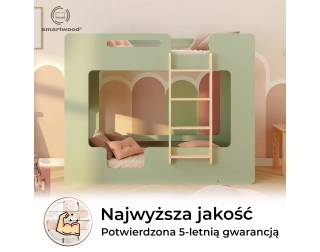 Łóżko piętrowe dla dzieci z barierkami i stelażem MIMI B Montessori Drewniane