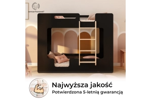 Łóżko piętrowe dla dzieci z barierkami i stelażem MIMI B Montessori Drewniane