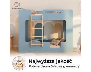 Łóżko piętrowe dla dzieci z barierkami i stelażem MIMI B Montessori Drewniane
