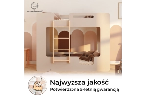 Łóżko piętrowe dla dzieci z barierkami i stelażem MIMI B Montessori Drewniane