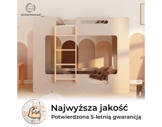 Łóżko piętrowe dla dzieci z barierkami i stelażem MIMI B Montessori Drewniane