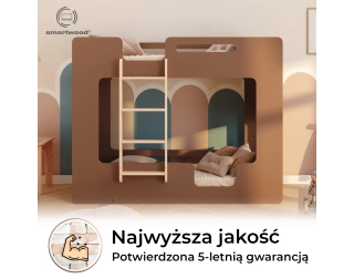 Łóżko piętrowe dla dzieci z barierkami i stelażem MIMI B Montessori Drewniane