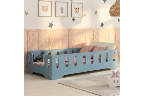 Łóżko pojedyncze dla dzieci z barierką i stelażem TILA 2 Montessori Drewniane