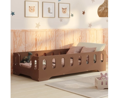 Łóżko pojedyncze dla dzieci z barierką i stelażem TILA 2 Montessori Drewniane