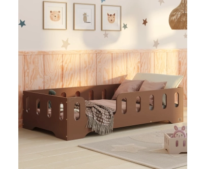Łóżko pojedyncze dla dzieci z barierką i stelażem TILA 2 Montessori Drewniane