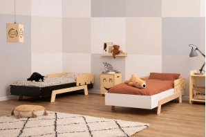Łóżko pojedyncze dla dzieci ze stelażem PUZZLE Skandynawskie Sosnowe