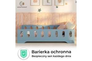Łóżko pojedyncze dla dzieci z barierką i stelażem TILA 2 Montessori Drewniane