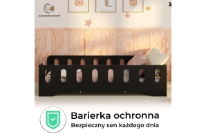 Łóżko pojedyncze dla dzieci z barierką i stelażem TILA 2 Montessori Drewniane