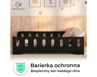 Łóżko pojedyncze dla dzieci z barierką i stelażem TILA 2 Montessori Drewniane