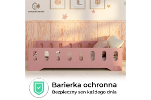 Łóżko pojedyncze dla dzieci z barierką i stelażem TILA 2 Montessori Drewniane