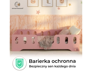 Łóżko pojedyncze dla dzieci z barierką i stelażem TILA 2 Montessori Drewniane