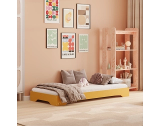 Łóżko pojedyncze dla dzieci podłogowe ze stelażem TILA 7 Montessori Drewniane