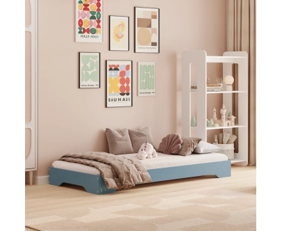 Łóżko pojedyncze dla dzieci podłogowe ze stelażem TILA 7 Montessori Drewniane