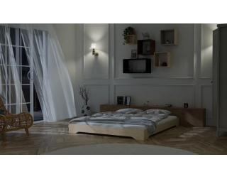 Łóżko pojedyncze dla dzieci podłogowe ze stelażem TILA 7 Montessori Drewniane