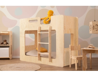 Łóżko piętrowe dla dzieci ze stelażem MIMI Montessori Drewniane