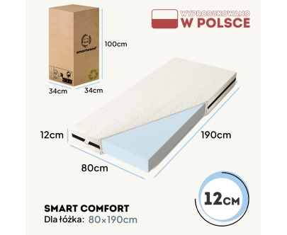 Materac piankowy dla dziecka 12 cm Średnia twardość (H2)