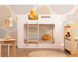 Łóżko piętrowe dla dzieci ze stelażem MIMI Montessori Drewniane