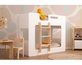 Łóżko piętrowe dla dzieci ze stelażem MIMI Montessori Drewniane