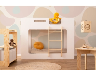 Łóżko piętrowe dla dzieci ze stelażem MIMI Montessori Drewniane
