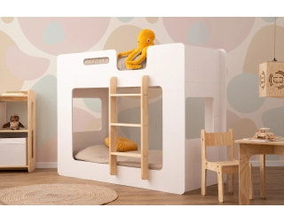 Łóżko piętrowe dla dzieci ze stelażem MIMI Montessori Drewniane