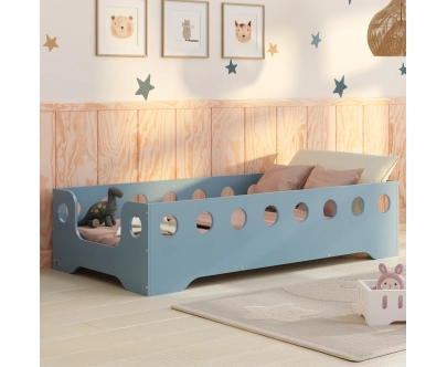 Łóżko pojedyncze dla dzieci z barierką i stelażem TILA 4 Montessori Drewniane