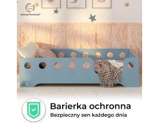 Łóżko pojedyncze dla dzieci z barierką i stelażem TILA 4 Montessori Drewniane