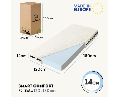 Zestaw Materac piankowy 14 cm i Prześcieradło dla dziecka Średnia twardość (H2) - rozmiar XL