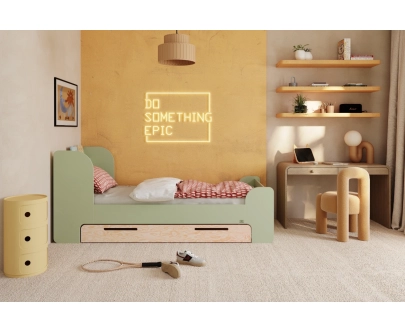 Łóżko dla dzieci i młodzieży z szufladą i stelażem FLOU D Klasyczne Drewniane