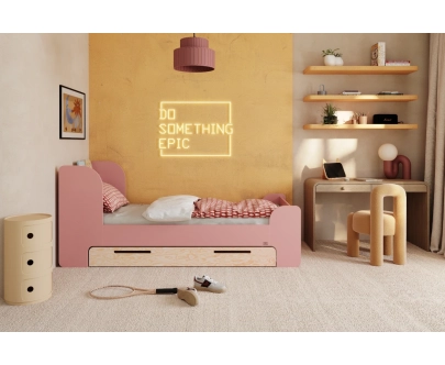 Łóżko dla dzieci i młodzieży z szufladą i stelażem FLOU D Klasyczne Drewniane