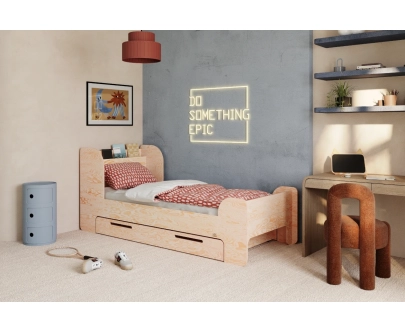Łóżko dla dzieci i młodzieży z szufladą i stelażem FLOU D Klasyczne Drewniane